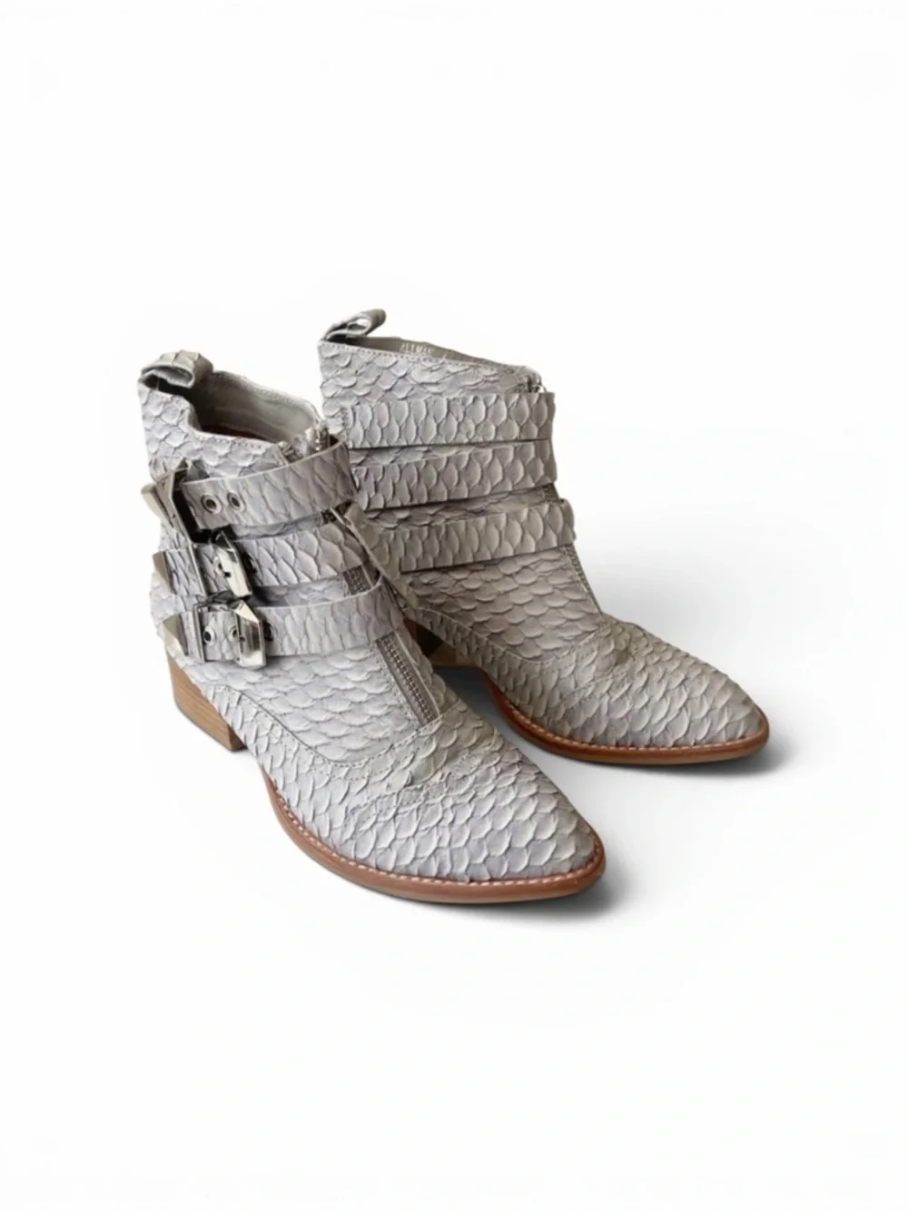 JEFFREY CAMPBELL leather snake skin booties size 6